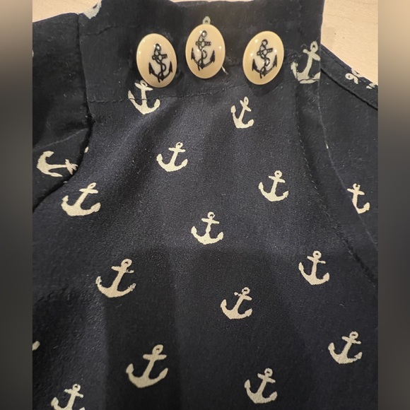 J.Crew Silk Anchor Print Blouse - Picture 2 of 3